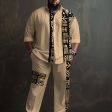 Big Guys Tribal Print Patchwork Long Sleeve Shirt 2-Piece Set